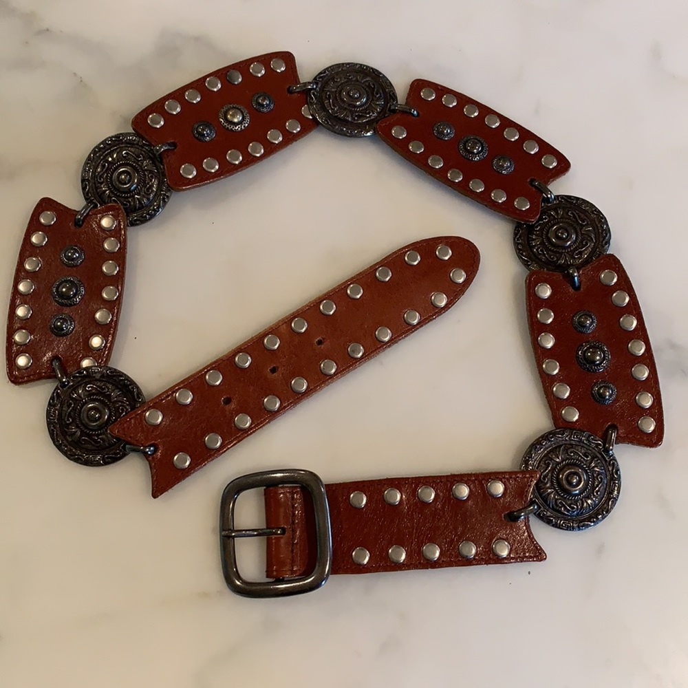 Etcetera Brown Leather Western Belt